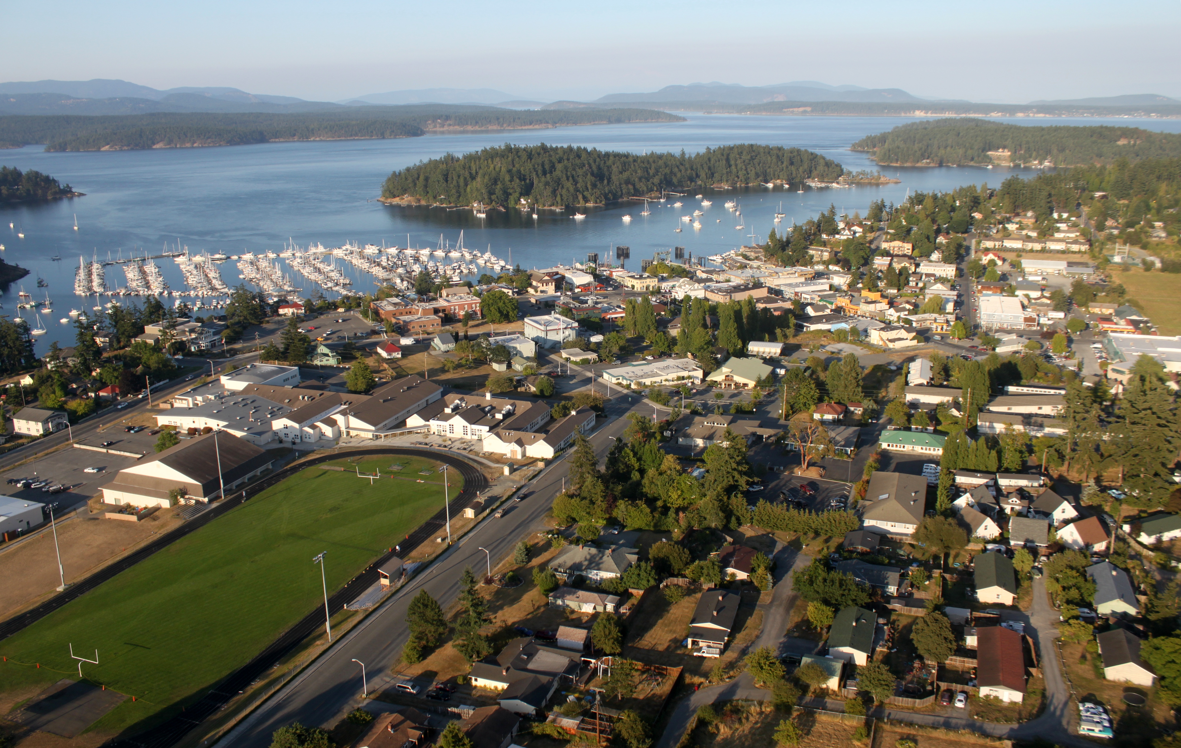 Aerial View of Friday Harbor, photo by Jelson25 via Wikimedia Commons
