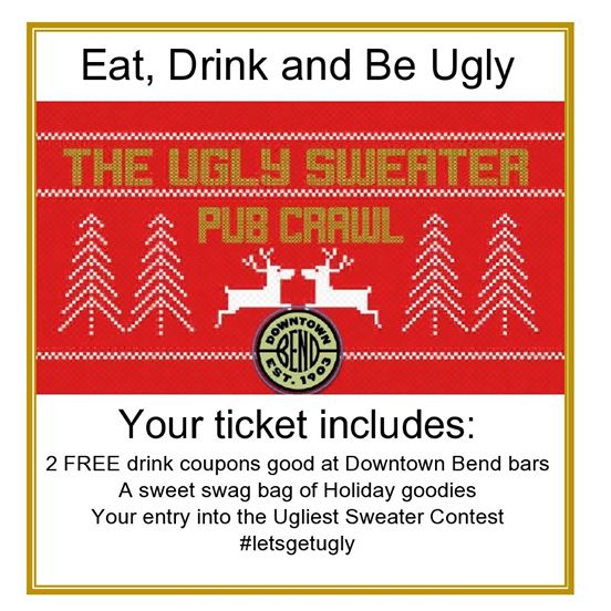 Bend Oregon Ugly Sweater holiday pub crawl