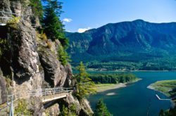 view from beacon rock overlooking the columbia river gorge