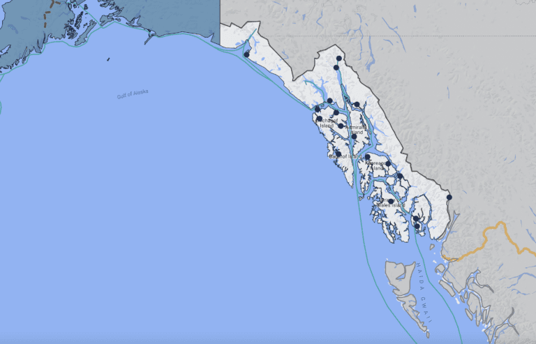 Map Alaska Inside Passage islands